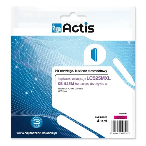 Tusz ACTIS KB-525M (zamiennik Brother LC525M; Standard; 15 ml; czerwony)-3479006