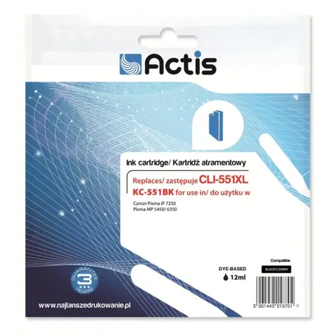 Tusz ACTIS KC-551Bk (zamiennik Canon CLI-551BK; Standard; 12 ml; czarny)-3479059