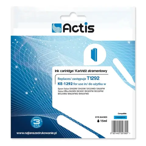 Tusz ACTIS KE-1292 (zamiennik Epson T1292; Standard; 15 ml; niebieski)-3479127