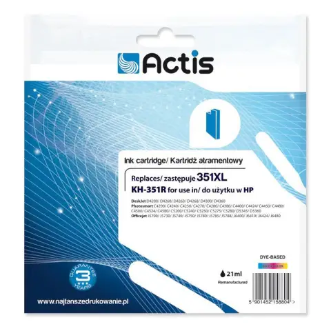 Tusz ACTIS KH-351R (zamiennik HP 351XL CB338EE; Standard; 21 ml; kolor)-3479202
