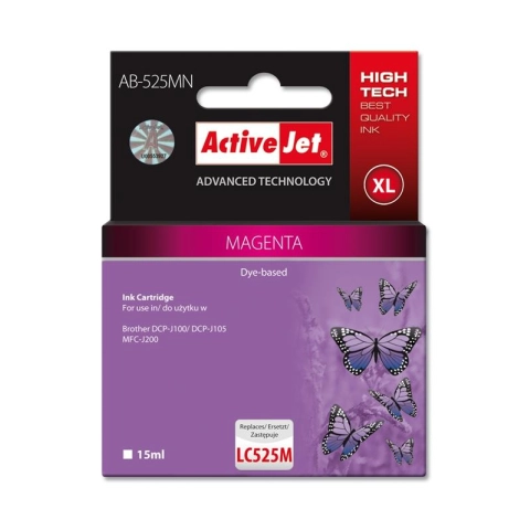 Activejet AB-525MN Tusz  (zamiennik Brother LC525M; Supreme; 15 ml; czerwony). Drukuje więcej o 20%.względem OEM.-3526