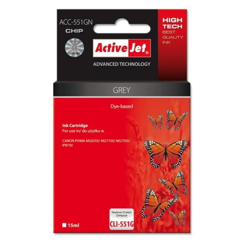 Activejet ACC-551GN Tusz (zamiennik Canon CLI-551G; Supreme; 15 ml; szary)-3526647