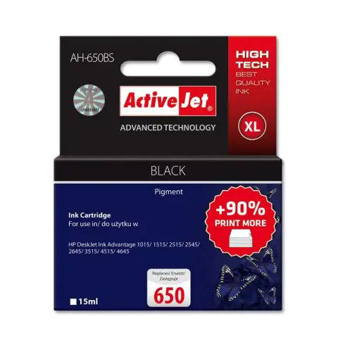 Activejet AH-650BR Tusz (zamiennik HP 650 CZ101AE; Premium; 20 ml; czarny)-3526834