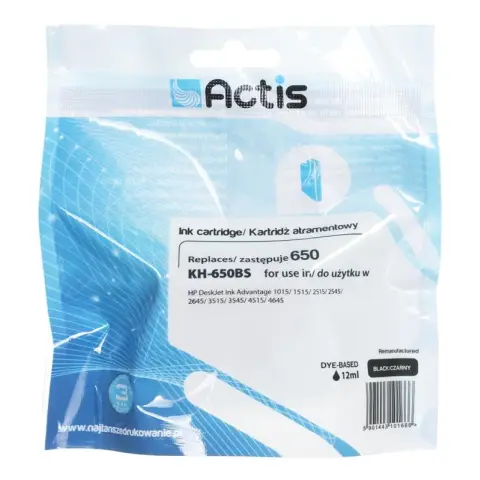 Activejet AH-650BR Tusz (zamiennik HP 650 CZ101AE; Premium; 20 ml; czarny)-3526837