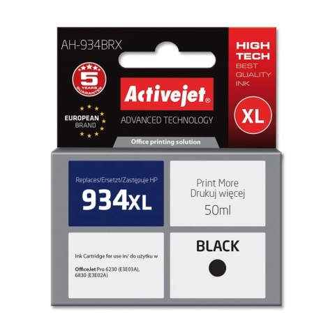 Activejet AH-934BRX Tusz (zamiennik HP 934XL C2P23AE; Premium; 50 ml; czarny)