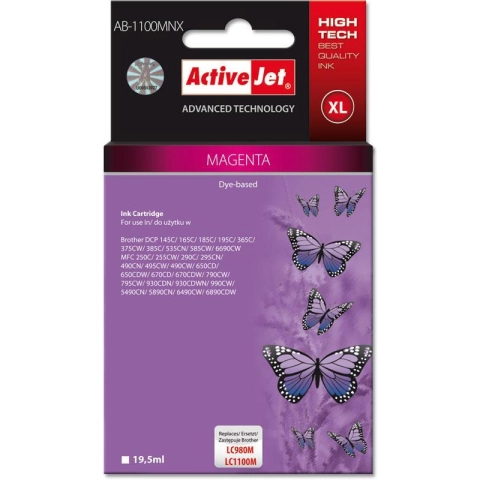 Activejet AB-1100MNX Tusz (zamiennik Brother LC1100M/980M; Supreme; 19,5 ml; czerwony)-3584131