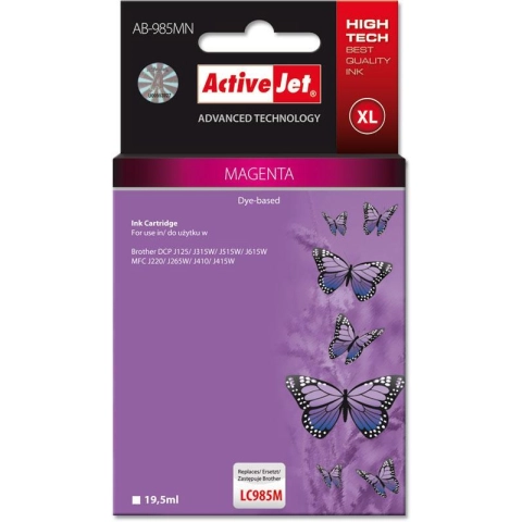 Activejet AB-985MN Tusz (zamiennik Brother LC985M; Supreme; 19,5 ml; czerwony)-3584136