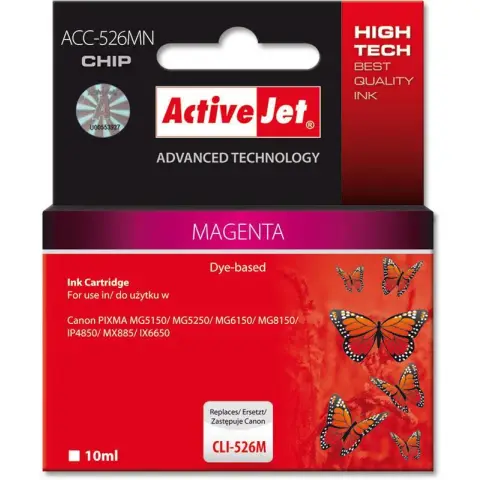 Activejet ACC-526MN Tusz (zamiennik Canon CLI-526M; Supreme; 10 ml; czerwony)-3584196