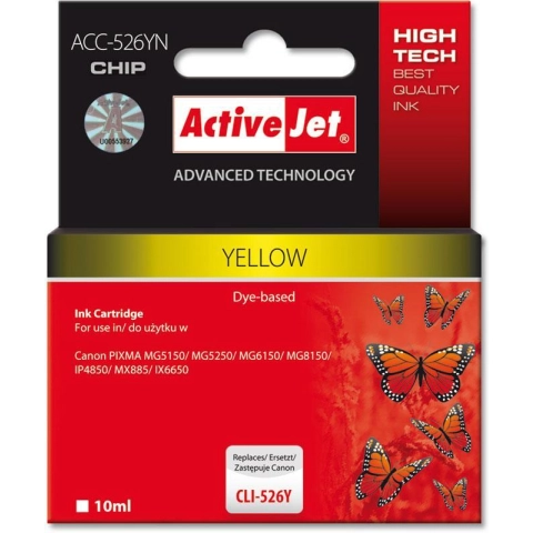 Activejet ACC-526YN Tusz (zamiennik Canon CLI-526Y; Supreme; 10 ml; żółty)-3584199