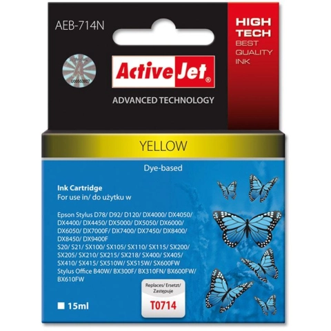Activejet AEB-714N Tusz (zamiennik Epson T0714, T0894, T1004; Supreme; 15 ml; żółty)-3584219