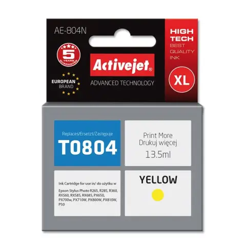 Activejet AE-804N Tusz  (zamiennik Epson T0804; Supreme; 13,5 ml; żółty)