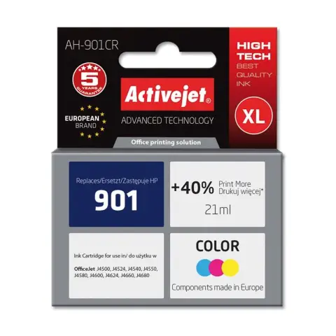 Tusz Activejet AH-901CR (zamiennik HP 901 CC656AE; Premium; 21 ml; kolor)-3584364