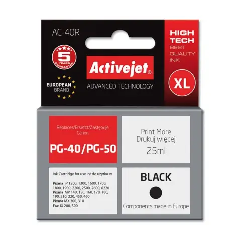 Activejet AC-40R Tusz (zamiennik Canon PG-40; Premium; 25 ml; czarny)
