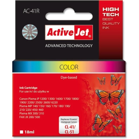 Activejet AC-41R Tusz (zamiennik Canon CL-41; Premium; 18 ml; kolor)-3652687