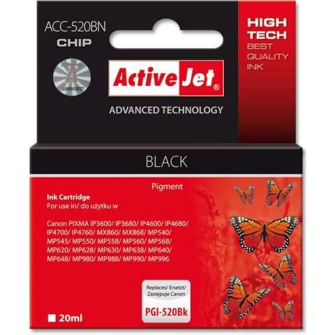 Activejet ACC-520BN Tusz (zamiennik Canon PGI-520BK; Supreme; 20 ml; czarny)-3652691