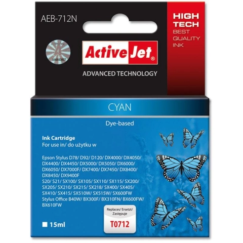 Activejet AEB-712N Tusz (zamiennik Epson T0712, T0892, T1002; Supreme; 15 ml; niebieski)-3652755