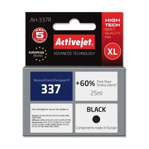 Activejet AH-337R Tusz  (zamiennik HP 337 C9364EE; Premium; 25 ml; czarny)