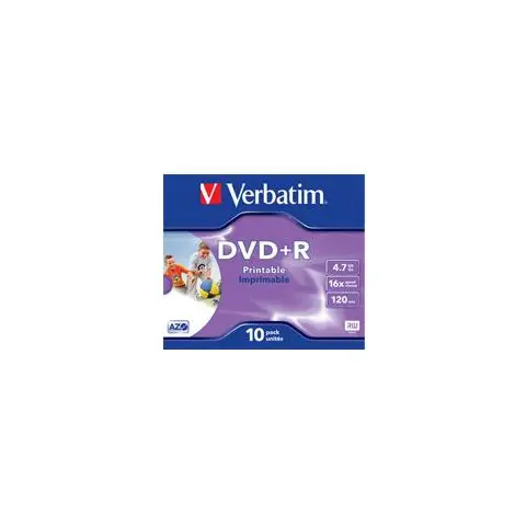 Płyty Verbatim DVD+R 4,7GB 16x - Jewel Case - 10szt. - Do nadruku