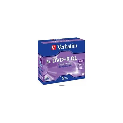 Płyty Verbatim DVD+R DL 8.5GB 8x - Jewel Case - 5szt. - Matt Silver