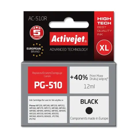 Tusz Activejet AC-510R (zamiennik Canon PG-510; Premium; 12 ml; czarny)-3584186