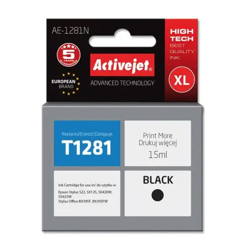 Tusz Activejet AE-1281N (zamiennik Epson T1281; Supreme; 15 ml; czarny)-3584239