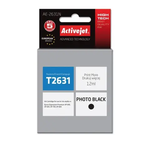 Tusz AE-2631N Black do drukarek Epson (Zamiennik Epson 26XL / T2631) [12ml]
