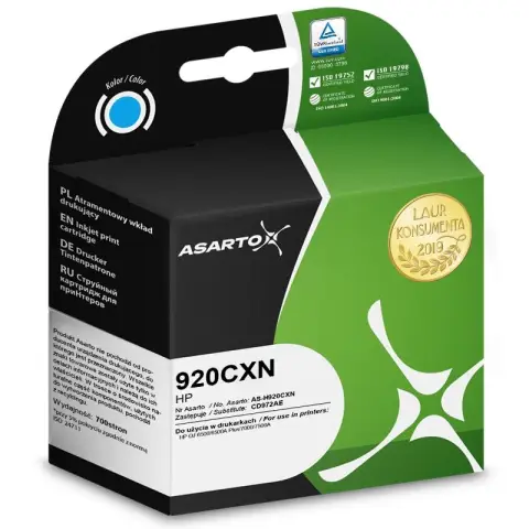 Tusz cyan do HP Officejet 6000, 6500, 7000, 7500A -Zamiennik HP 920XL Cyan