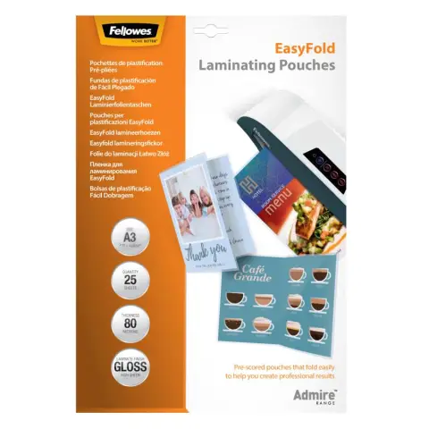 Fellowes Folie do laminowania ze zgięciem  | A3 | 80 mic | 25 szt.-4381821