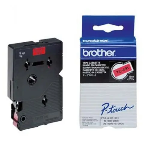 Taśma Brother laminowana 9mm x 7,7m czarny nadruk / czerwone tło-4452788