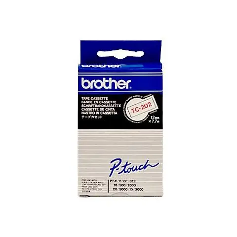 Taśma Brother laminowana 12mm x 7,7m czerwony nadruk / białe tło-4452796