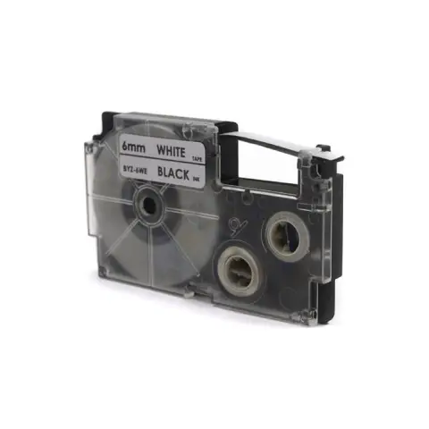 Taśma Casio Czarny na Białym 6mm x 8m (PT-6WE1, PT6WE1, XR-6WE1, XR6WE1) -4467605
