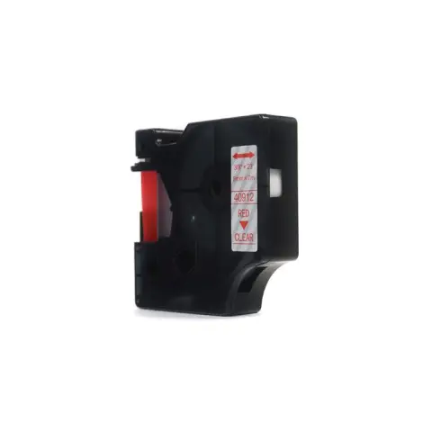 Taśma Dymo D1 Czerwony na Przezroczystym 9mm x 7m  LM100, LM100Plus, LM100Series, LM120P, LM280, LM300, LM350, LM350D, L