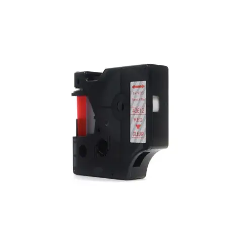 Taśma Dymo D1 Czerwony na Przezroczystym 6mm x 7m  LM100, LM100+, LM200, LM300, LM400, LM420P, LM350, LM350D, LM360D, LM