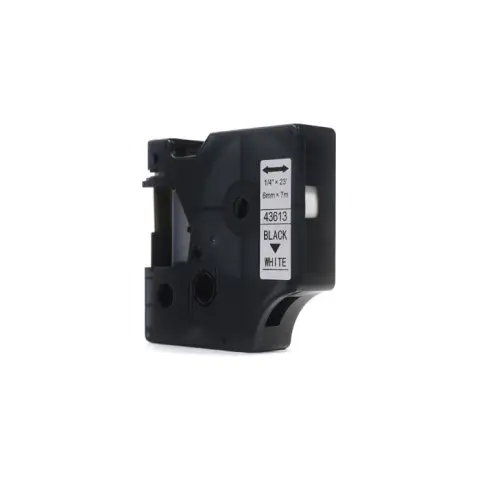 Taśma Dymo D1 Czarny na Białym 6mm x 7m  LM100, LM100+, LM200, LM300, LM400, LM420P, LM350, LM350D, LM360D, LM450D, LM26