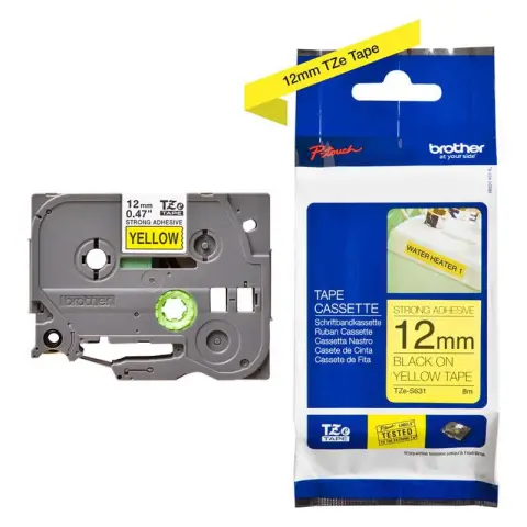 Taśma Brother laminowana z mocnym klejem 12mm x 8m czarny nadruk /żółte tło-4477255