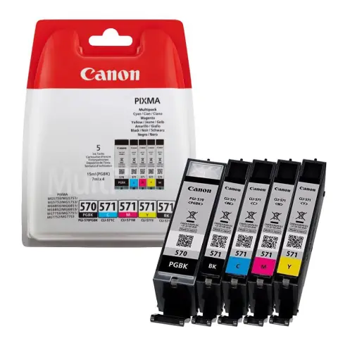 Zestaw 5 tuszy Canon CLI571 / PGI570PGBK - Tusze do Canon MG7750, MG7752, MG7753