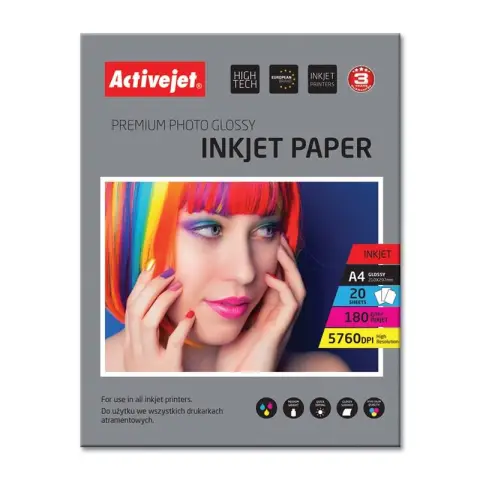 Papier fotograficzny błyszczący Activejet A4 20szt. 180g/m2