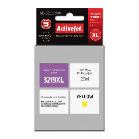 Tusz Activejet AB-3219YNX (zamiennik Brother LC3219Y; Supreme; 20 ml; żółty)-3584148