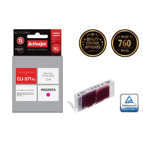 Tusz Activejet ACC-571MNX (zamiennik Canon CLI-571M XL; Supreme; 12 ml; czerwony)-4597901