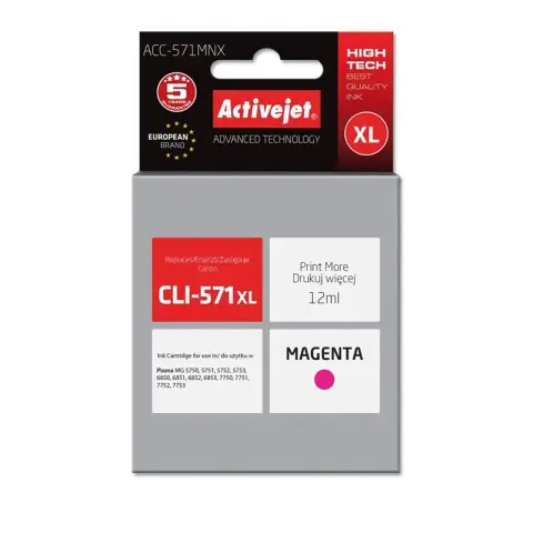 Tusz CLI-571MXL zamiennik - Tusz czarny CLI571MXL czarny do Canon MG5700, MG5750, MG5751, MG5752, MG5753, MG6800, MG6850