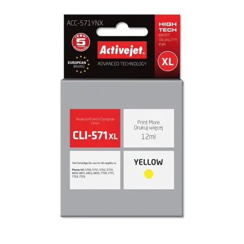 Tusz CLI-571YXL zamiennik - Tusz czarny CLI571YXL czarny do Canon MG5700, MG5750, MG5751, MG5752, MG5753, MG6800, MG6850
