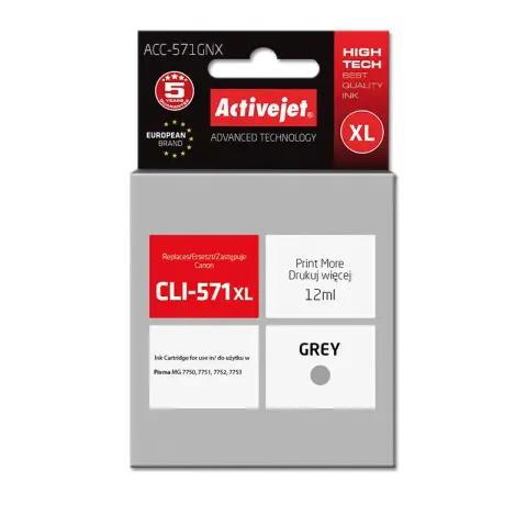 Tusz CLI-571GXL zamiennik - Tusz szary CLI571GXL czarny do Canon MG5700, MG5750, MG5751, MG5752, MG5753, MG6800, MG6850,