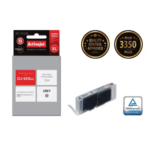 Activejet ACC-551GN Tusz (zamiennik Canon CLI-551G; Supreme; 15 ml; szary)-4597912