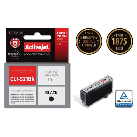 Activejet ACC-521BN Tusz (zamiennik Canon CLI-521Bk; Supreme; 10 ml; czarny)-4598041