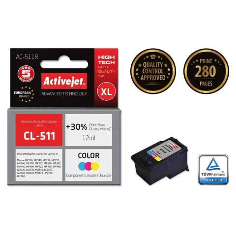 Activejet AC-511R Tusz (zamiennik Canon CL-511; Premium; 12 ml; kolor)-4598062