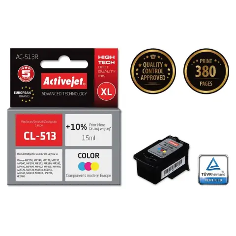Activejet AC-513R Tusz (zamiennik Canon CL-513; Premium; 15 ml; kolor)-4598066