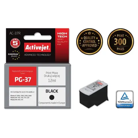 Activejet AC-37R Tusz (zamiennik Canon PG-37; Premium; 12 ml; czarny)-4598068