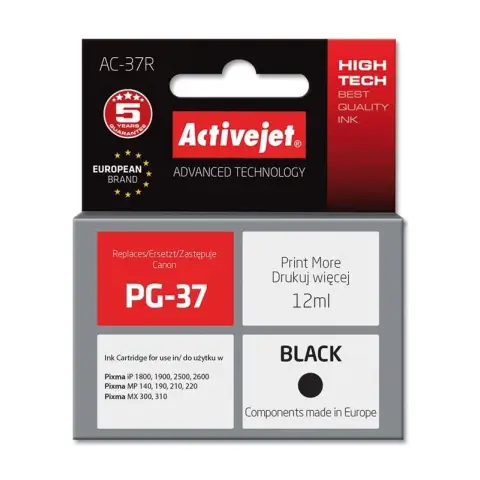 Tusz Activejet AC-37R (zamiennik Canon PG-37; Premium; 12 ml; czarny)-3584178