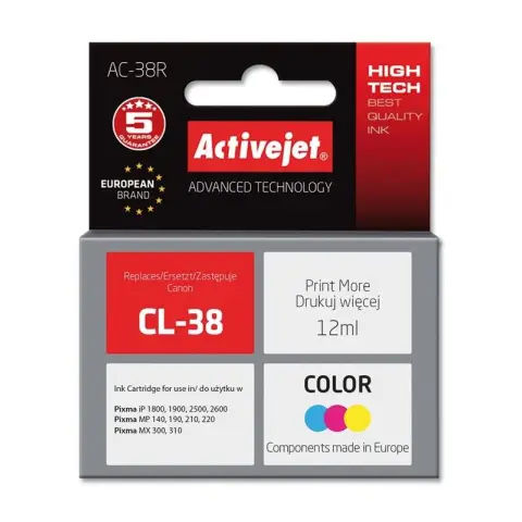 Tusz Activejet AC-38R (zamiennik Canon CL-38; Premium; 12 ml; kolor)-3584180