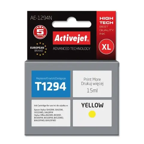 Tusz AE-1294 Yelow do drukarek Epson (Zamiennik Epson T1294) [15 ml]